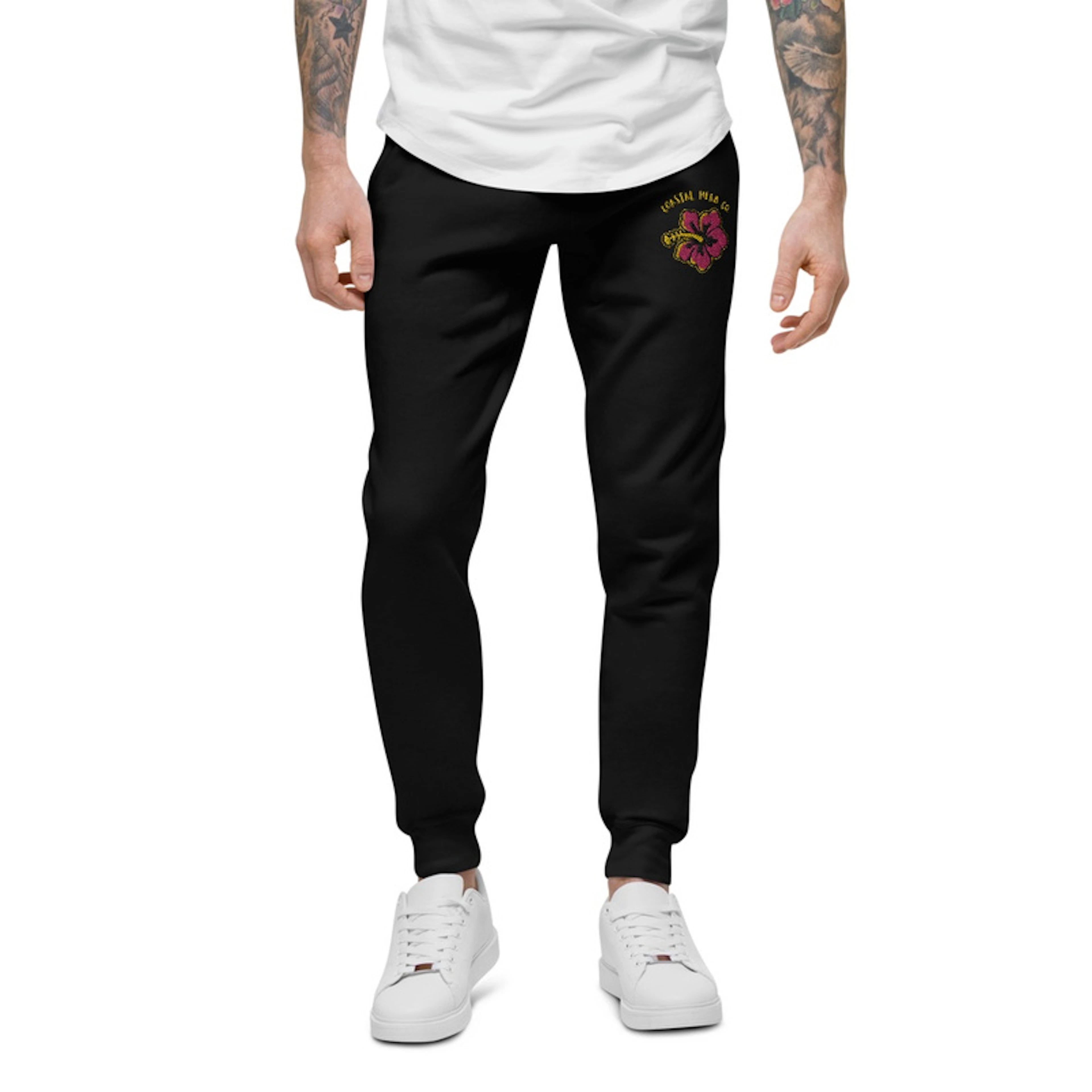 Embroidered Hibiscus Joggers
